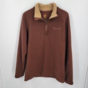 Timberland Quarter Zip Fleece Pullover Mens XL Brown Sherpa Fleece Lined Collar